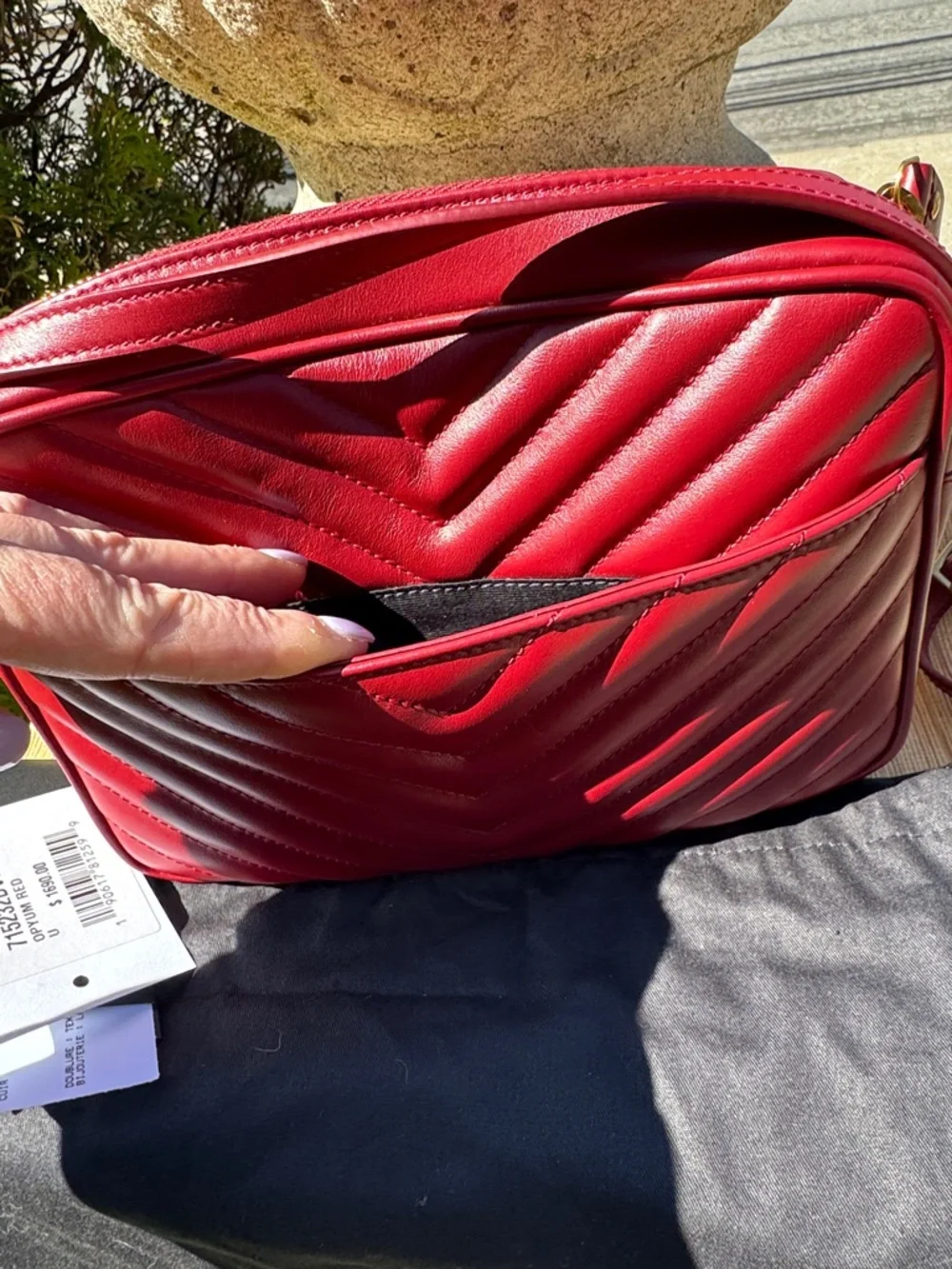 New! Saint Laurent Quilted Red Leather Crossbody Camera Bag with Gold YSL Logo